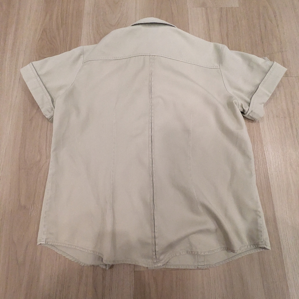Vintage Velcro Safari Short Sleeve with giraffe and elephant embroidery Size L - Picture 8 of 8